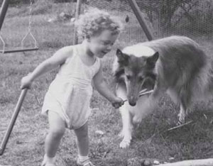Kings Valley Collies owner Leslie Rappaport, as a child with her first collie, Angel.